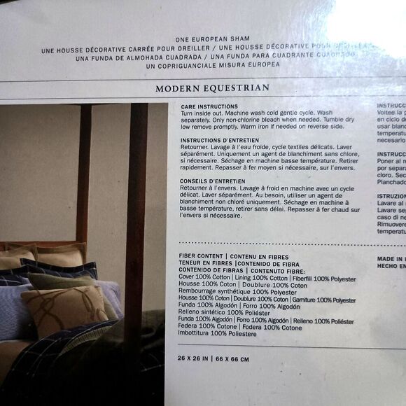 Ralph Lauren Cromwell Modern Equestrian European Sham Camel Quilted 26x26 NEW - Picture 4 of 5